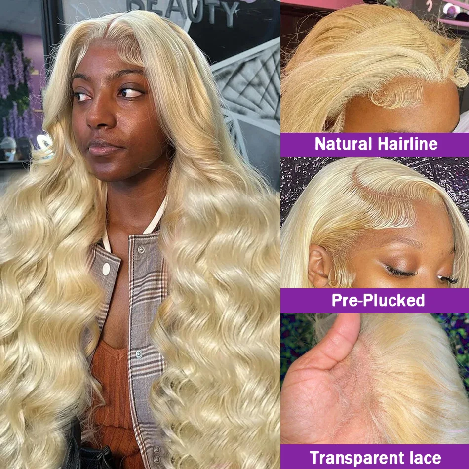 613 Blonde Gekleurde Body Wave Volledige Frontale HD Transparant 13x4 13x6 Kant Menselijk Haar Pruiken Lace Front Pruiken Voor Vrouwen 34 36 Inch