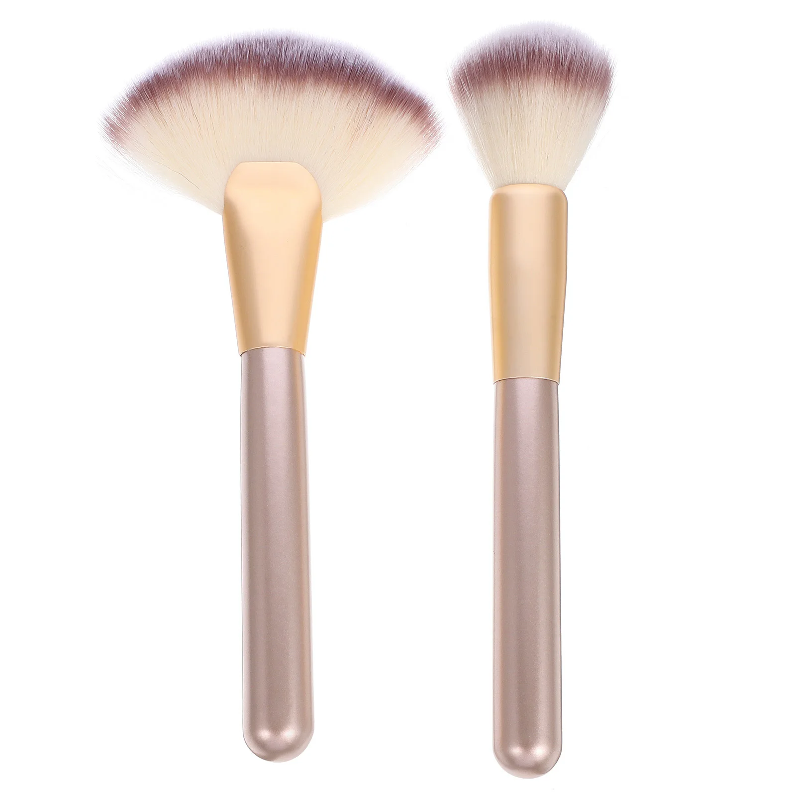 1 set di pennelli per trucco a ventaglio, strumento multiuso per trucco viso, per evidenziatore, fard in polvere, cosmetici, setole professionali in nylon, legno