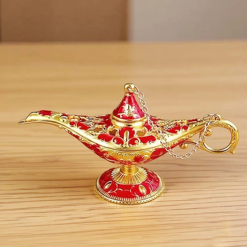 1Pc Aladdin Lamp Statues & Sculptures Small European Retro Home Decoration Metal Decoration Russian Ing Lamp Holiday Gift