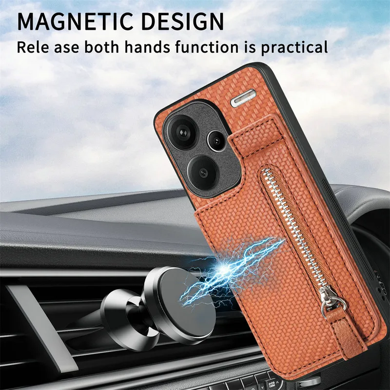 For Xiaomi 17T 15T 14T 13T Pro 5G Luxury Case Zipper Leather Wallet Funda For Redmi Note 13 Pro Plus Back Cover Mi 15T 14T Etui