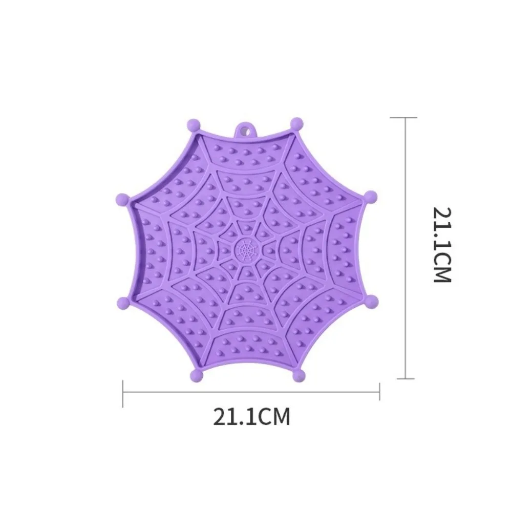 Silicone Pet Licking Mat Spider Web Shape Slow Feeding Design Dog Licking Pad Distraction Suction Cup Base Cat Licking Plate