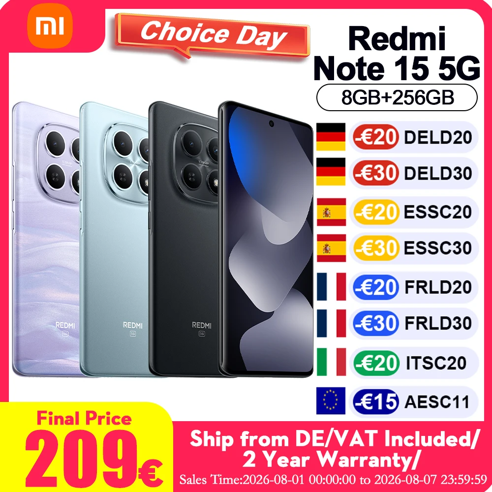 Global Version REDMI Note 15 5G Smartphone 108MP Super-high Resolution 6.77' Ultra-large Screen Snapdragon® 6 Gen 3 Telephone