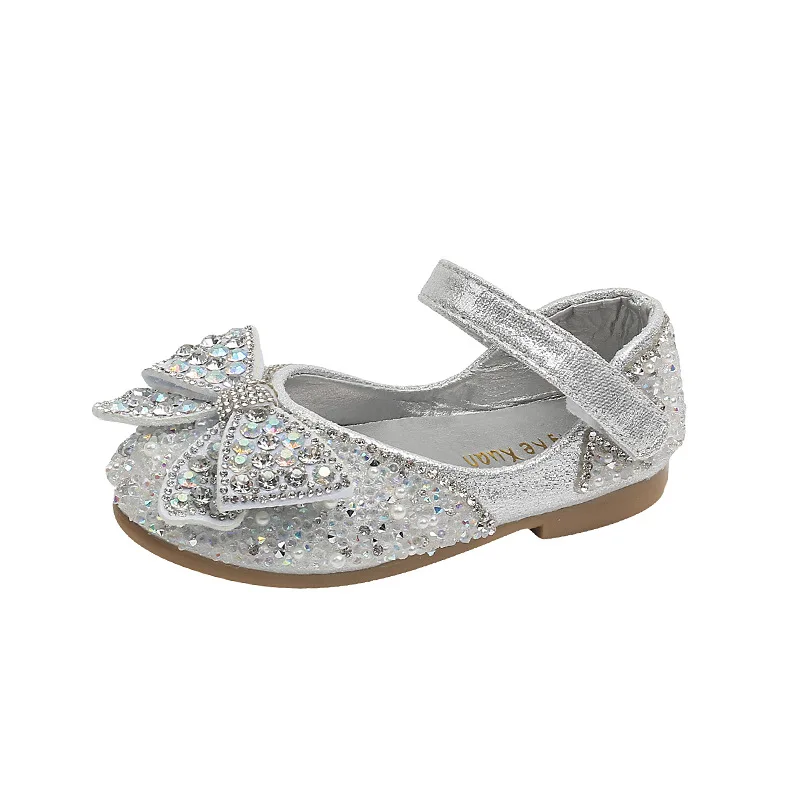 Mädchen Prinzessin Leder Schuhe Mode Elegante Kinder Schuhe Kinder Pailletten Strass Bowknot Glänzende Party Hochzeit J28