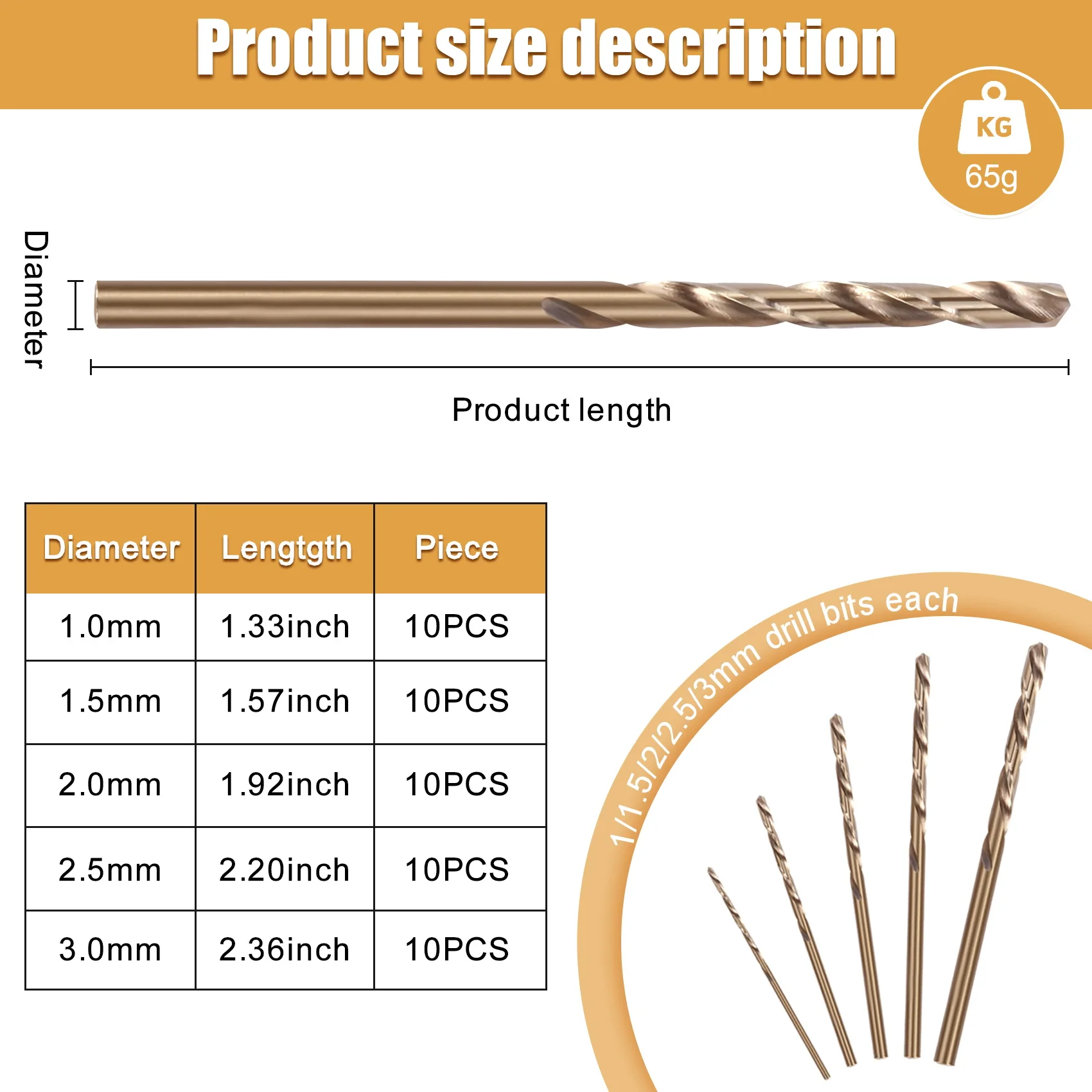 B-Est 50Pcs Drillforce Tools M35 코발트 드릴 비트 세트, Hss-Co 드릴 세트 1-3Mm, 경화 강철, 주철 및 스테인레스 스틸 드릴링 용