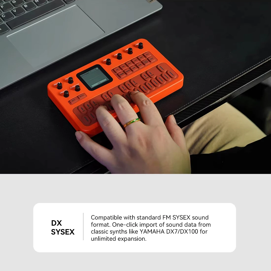 M-VAVE NEW 6 Color FM-1 Portable FM Synthesizer 6-Operator 32-Algorithm 128 Presets Built-in Speaker Bluetooth MIDI 12H Battery view 3