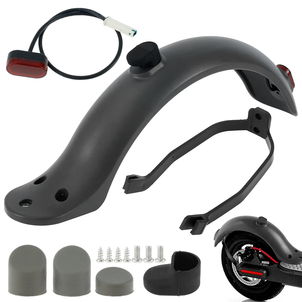 Scooter Rear Fender Kit with Rear Mudguard Bracket and Brake Lamp Scooter Replacement Accessories Fits M365/M365 Pro Scooter