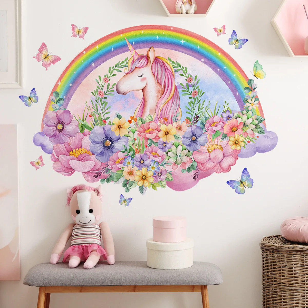 Large Unicorn Vinyl Child Wall Stickers For Baby Girl Room Decor Bedroom Accessories Adhesive Wallpaper Wall Decal  Room Decor