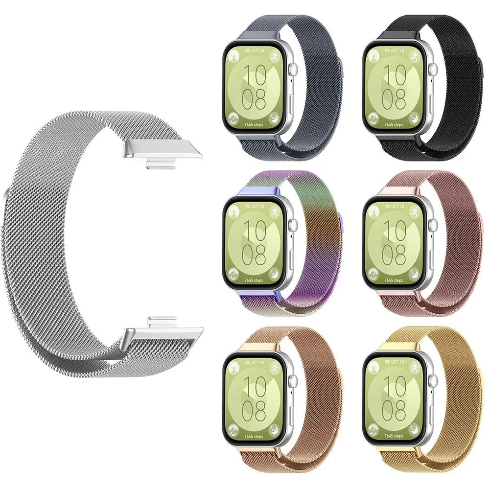 Bracelet magnétique en métal pour Samsung Galaxy Fit3, remplacement du bracelet intelligent, boucle magnétique milanaise, convient à 3 poignets, S X4J9