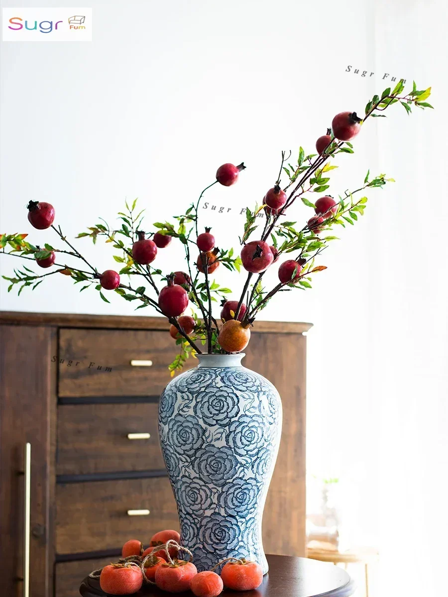 

JK Mu Space Chinese hand-painted blue and white ceramic peony flower Jingdezhen vase ornament living room entrance flower plum v