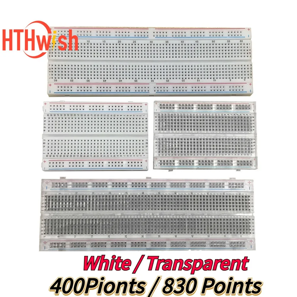 1PC 830/400Points Solderless Breadboard 830/400 Holes Breadboard MB102/400Tie  PCB test Board for DIY