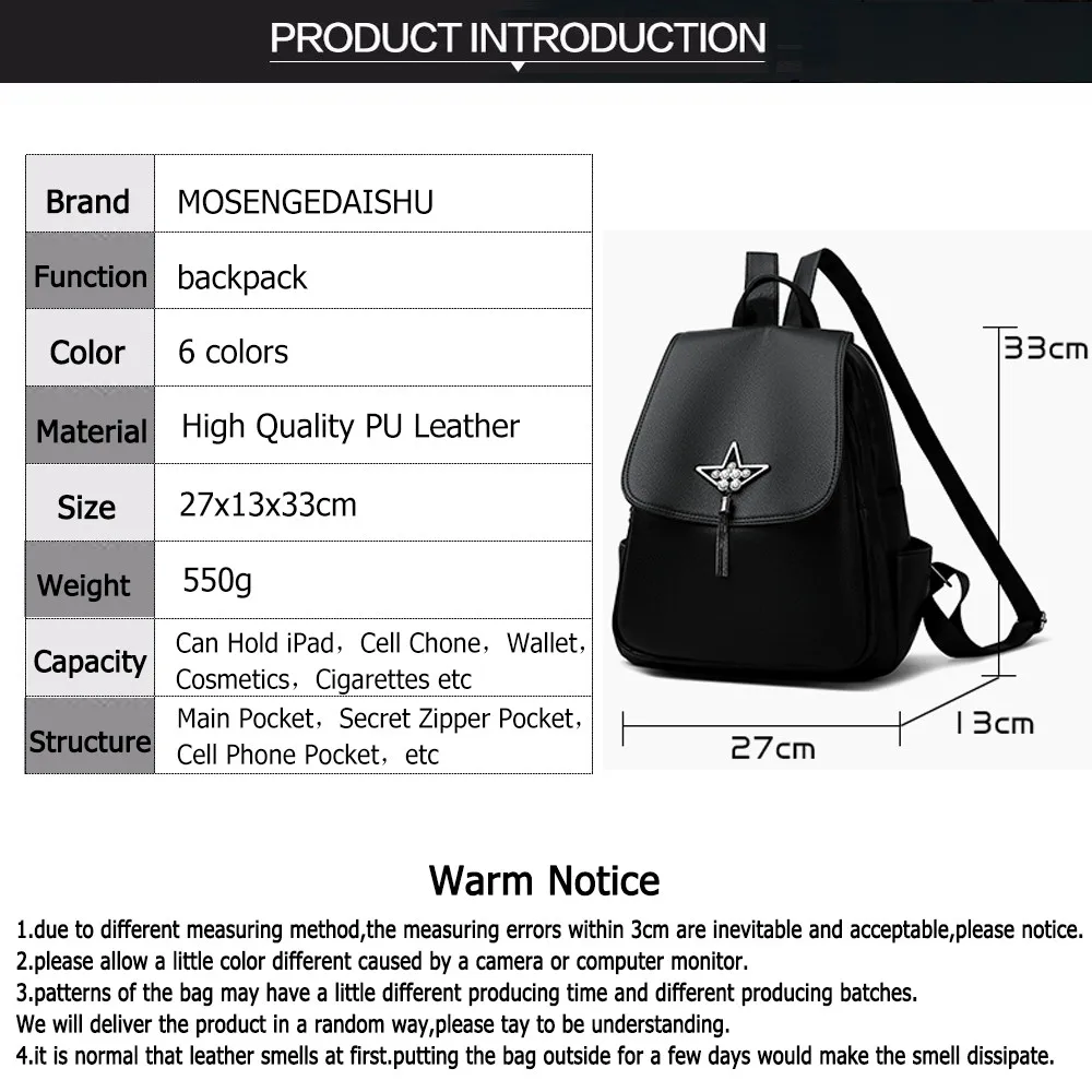 Mochila antirrobo de cuero suave para mujer, bolso de hombro femenino con borla, bolsos de viaje escolares grandes para niñas adolescentes