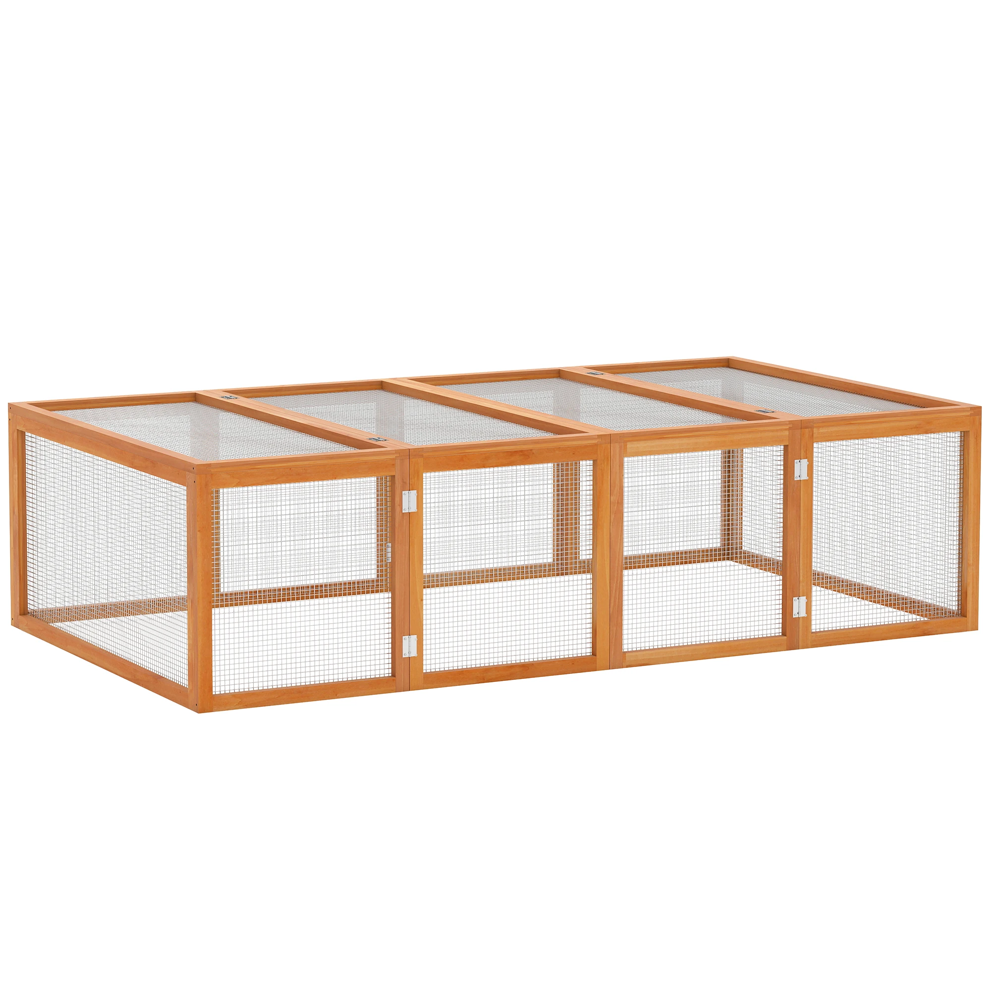 PawHut Clapier cage à lapins extérieur intérieur 2 portes supérieures 181L x 100l x 48H cm bois massif pin