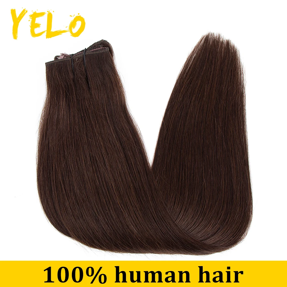 Yelo 14-28 Lengh Invisible Clip In Hair Extension Human Hair Fish Wire Line 4 Clips Real Natural Hairpieces Fine Hair Add Volume