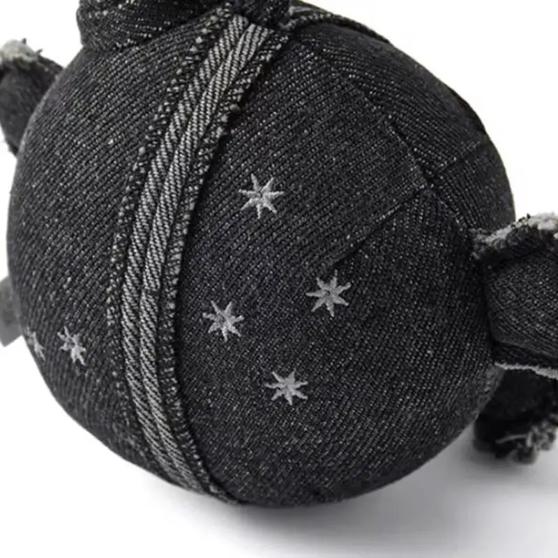Black Denim Plush Doll Keychain Kawaii Mini Stuffed Toy Portable Backpack Hanger Collectible Gift for Boys Girls Fans