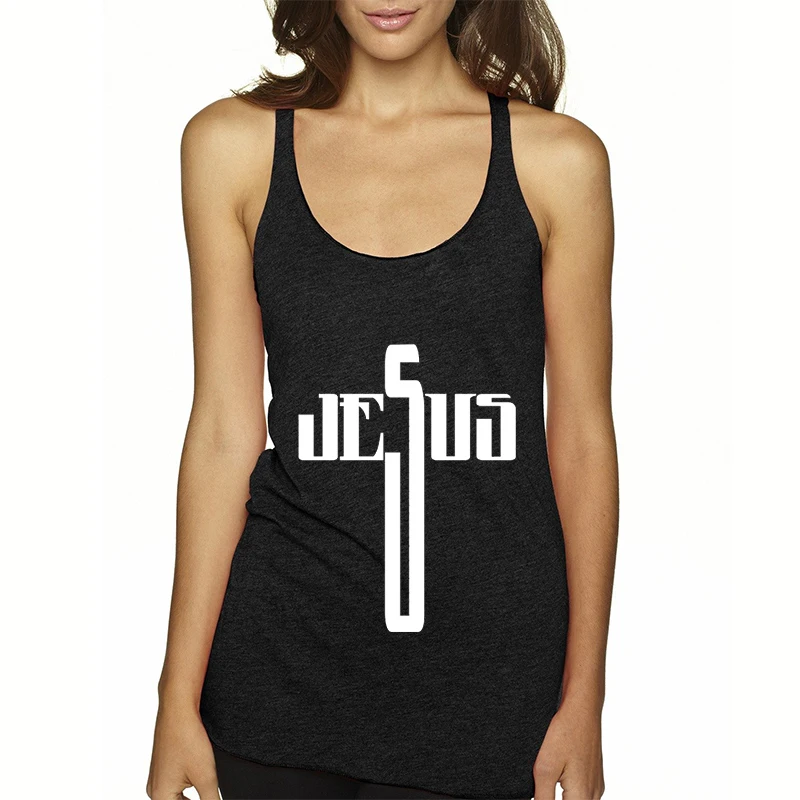 Gift for Christian Summer Short Top Jesus Cross Faith Based Women Racerback Tanks Jesus Religious Believe Inspirational Tank Top