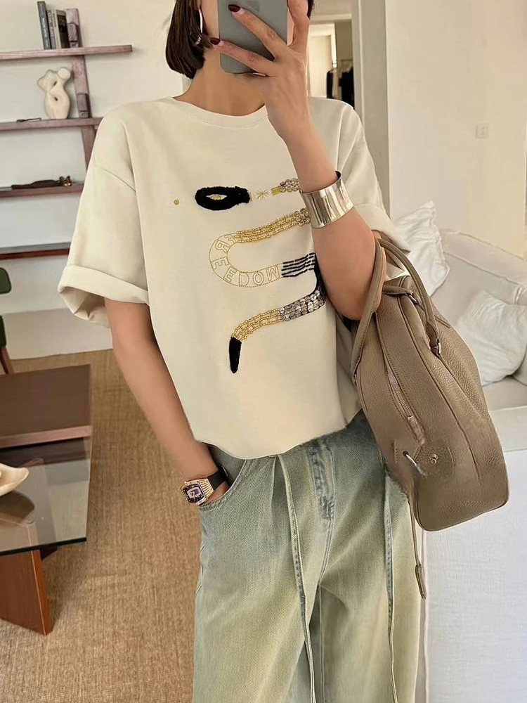 

CHICMOC Women's Long Velvet Cotton T-irt Versatile Base Layer irt Seven Sve round Ne Mid-Length Commute Sle Summer