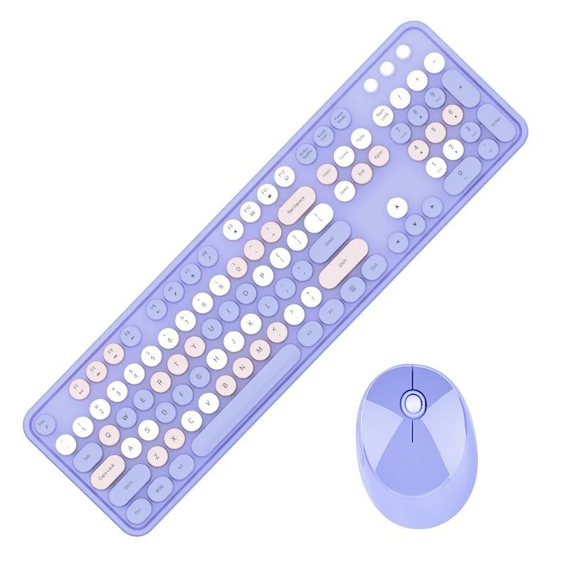 

2.4G Wireless Keyboard and Mouse Combo Lipstick 104 Keys Keyboards and Mice Set for Laptop PC Home Office Mixed Color