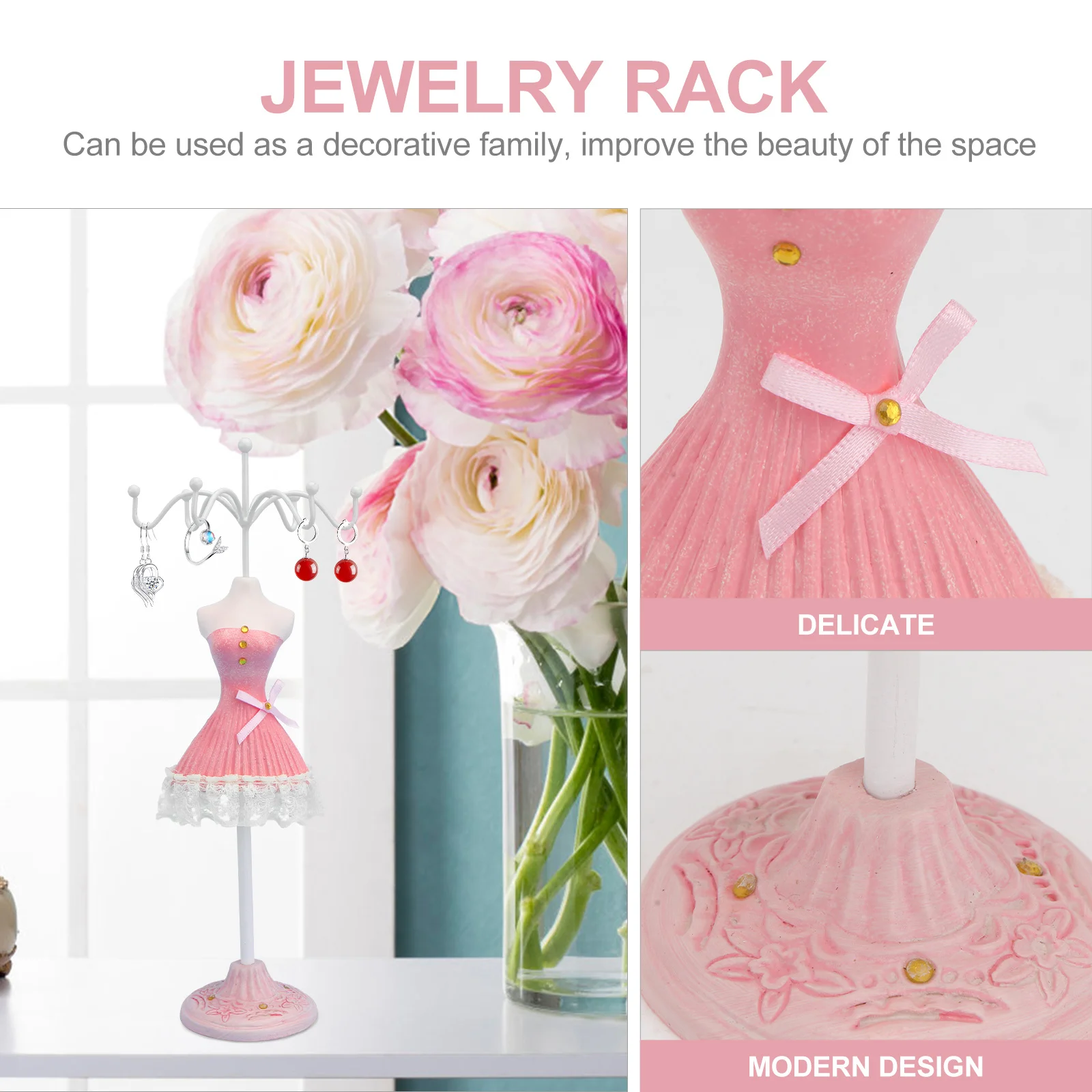 Rotating Display Stand Earring Showing Shelf Practical Pink Unique Necklace Rack