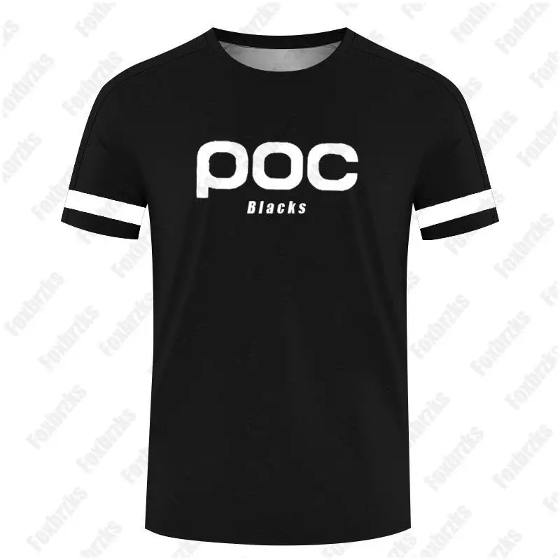 Blacks poc Men Short Sleeve T-shirt Men\'s Motorcycle Outdoor Speed Surrender Quick-drying T Shirts Tops Mountain Bike Downhill