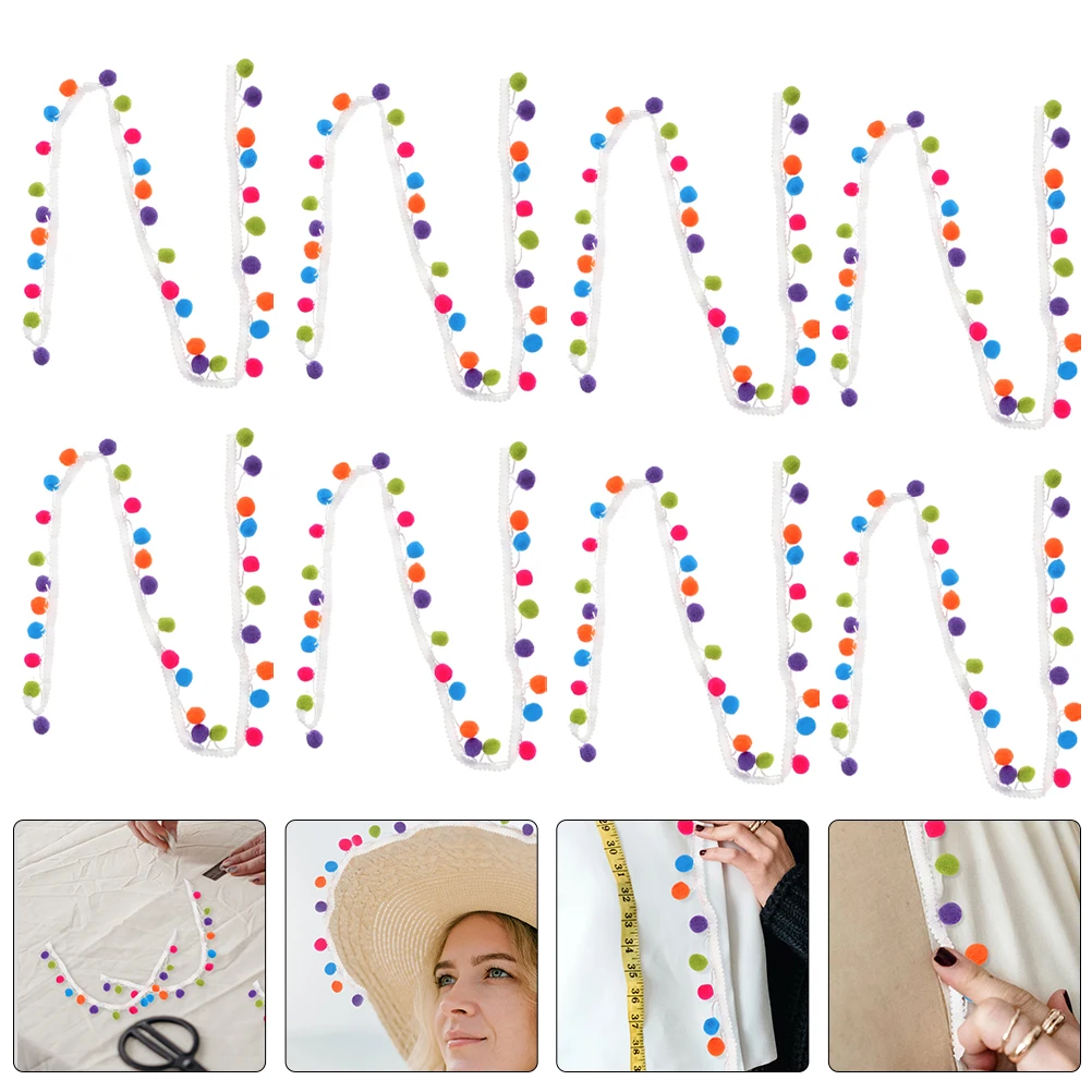 

8pcs Pom Pom Ball Trim Ribbon Clothing Trims Diy Sewing Accessories Fringe Edging Handmade Decorative Lightweight Skin-Friendly