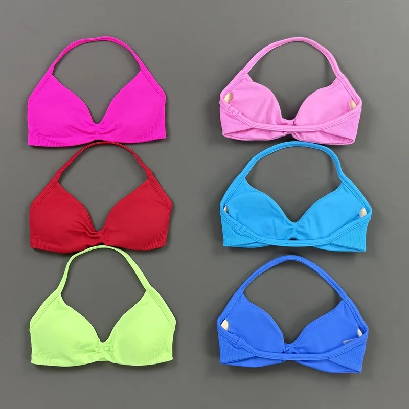 HISTELLO Impact Strappy Bra Damen Rückenfreier Sport-Tanktop Halter Neck Gym Trainingsunterwäsche Nahtloser Pilates Workout Yoga-BH – Detail 10