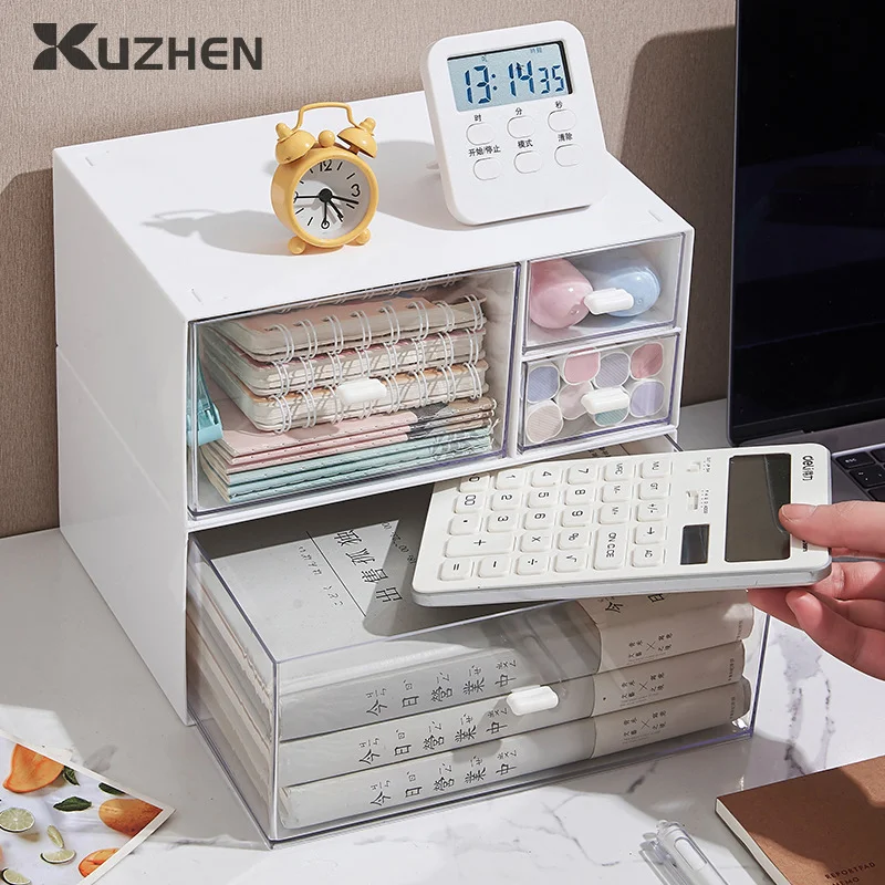 

Drawer-type Transparent White Desktop Stationery Large Storage Box Student Plastic Cosmetics Lipstick Storage Box