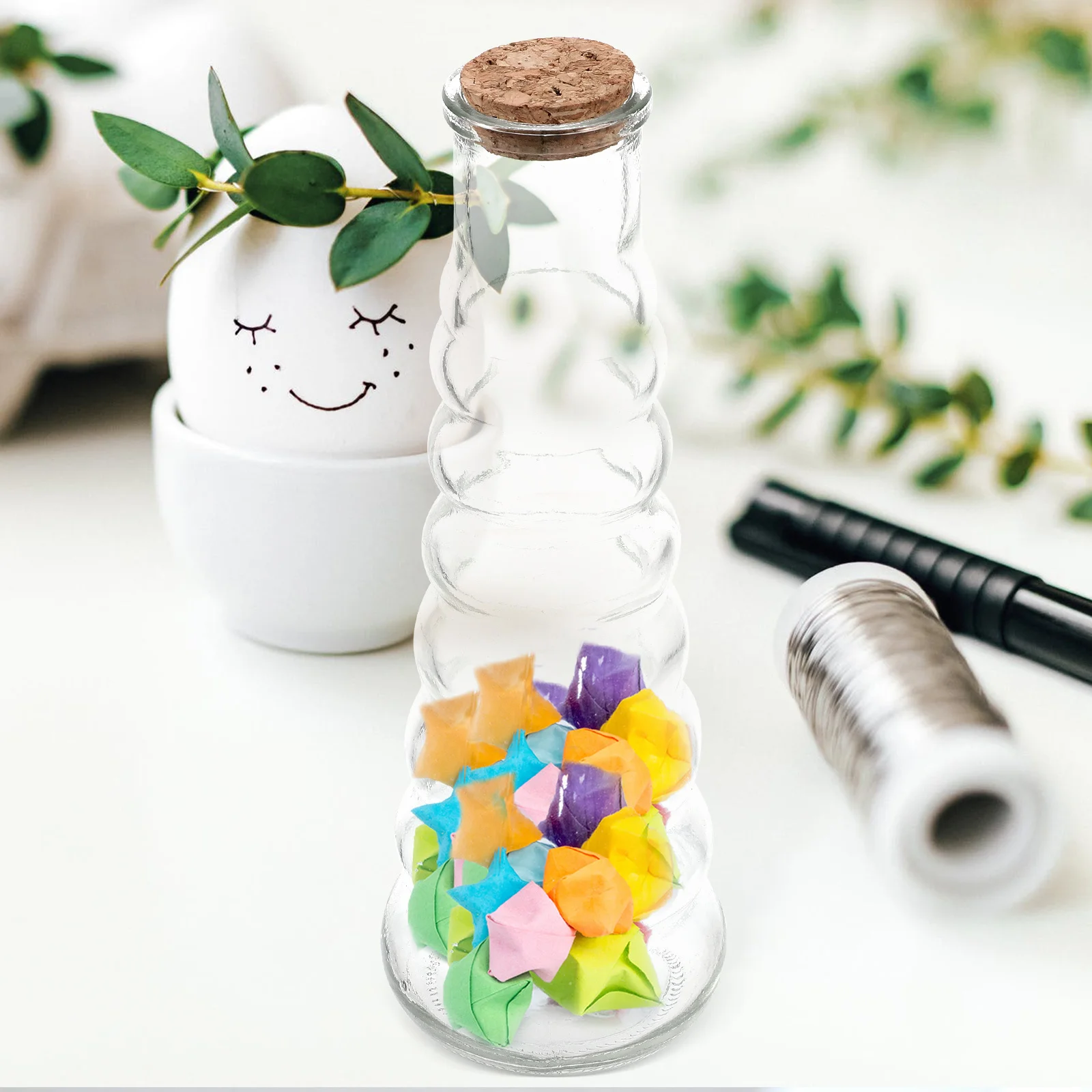 

4Pcs Night Glow Sand Painting Glass Bottles Wood Cork Small Clear Display Wishing Bottles Decorative Glass Jars