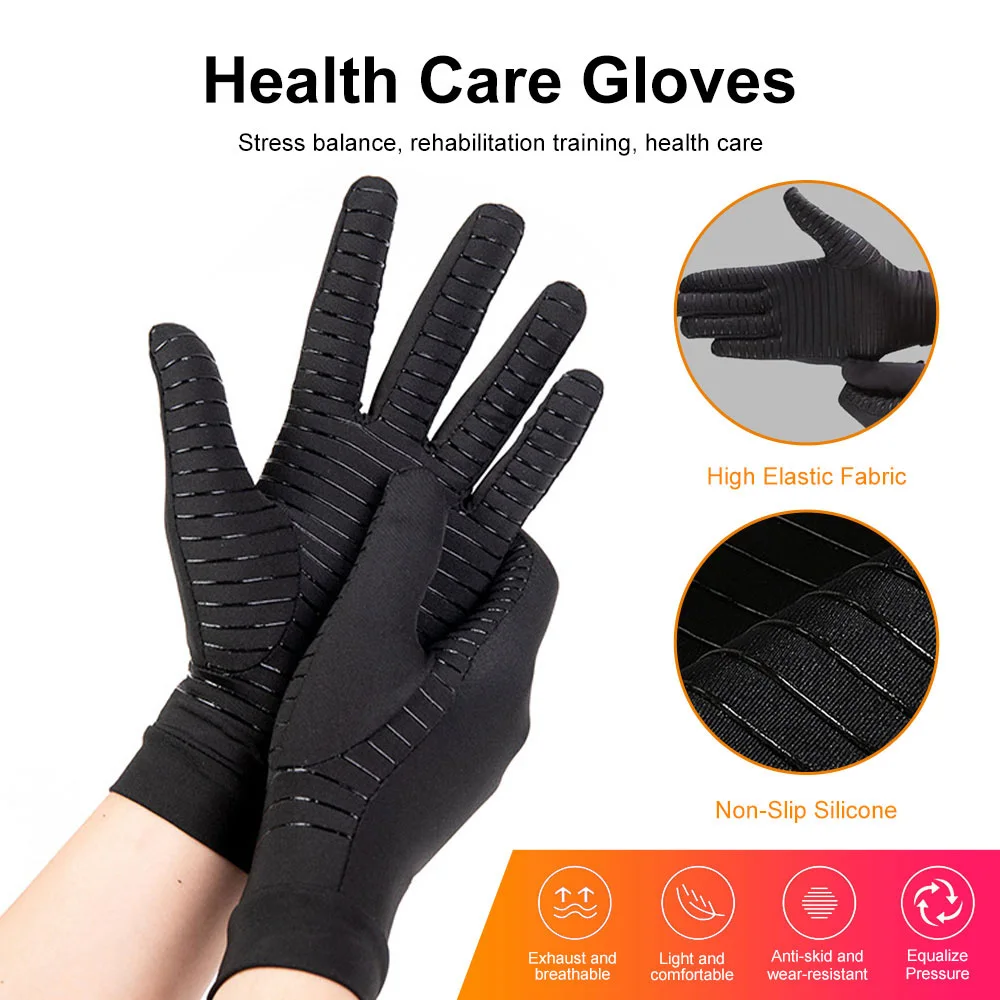 Copper Fiber Compression Arthritis Gloves Women Men Relieve Hand Pain Swelling and Carpal Tunnel Full Finger Cycling Gloves