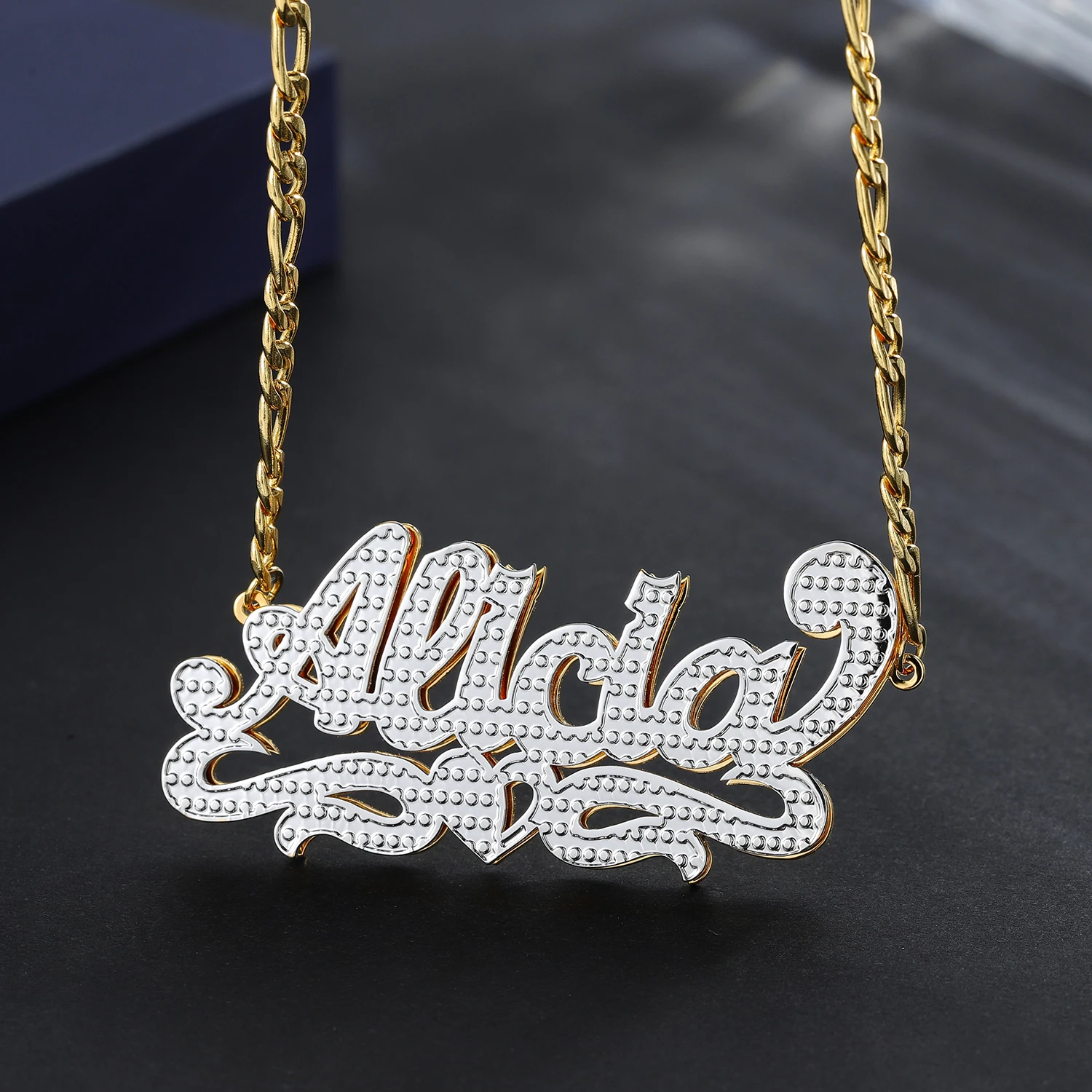 

Customized Necklace Double Plated Heart Name Necklace For Women Personalized Stainless Steel Nameplate Names Pendant Jewelry