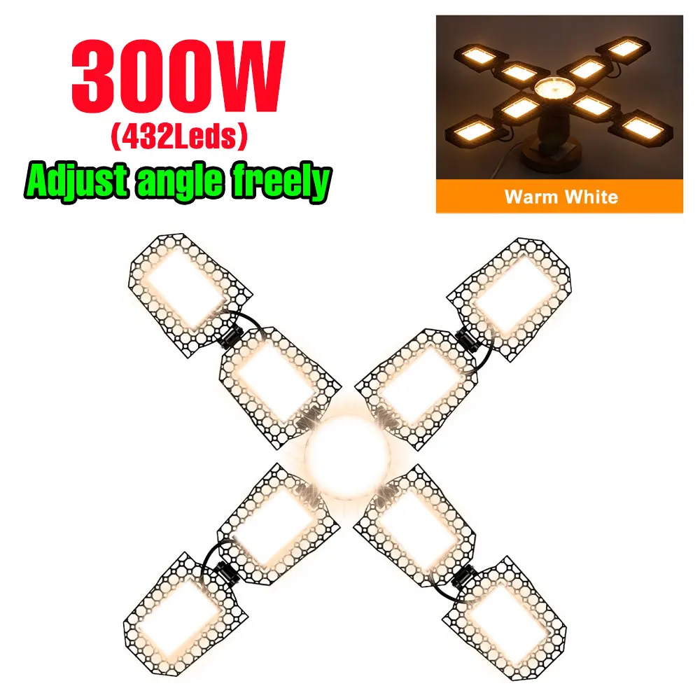 400W LED Werkplaatslamp E27/E26 Vervorming Garagelamp 220V Opvouwbare Spotlight 110V Magazijnkelders Groot Gebied Verlichting