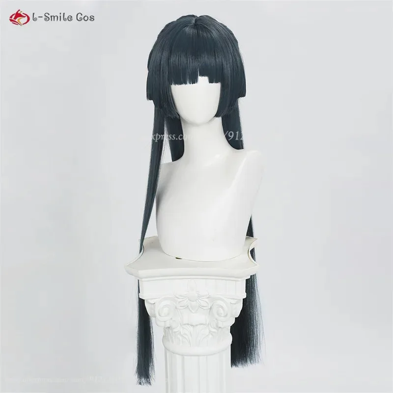 zz04zz12ZZZ Astra Yao 85cm 긴 회색 녹색 스트레이트 가발 내열성 합성 머리 애니메이션 의상 여성용 + 가발 모자