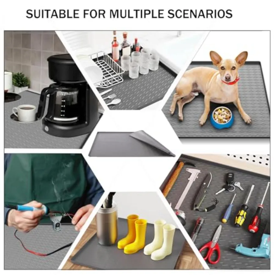 حصيرة حماية علوية للغسالة والمجفف 2 قطعة 25.6 بوصة × 23.6 بوصة وسادة غبار من السيليكون غير قابلة للانزلاق ومقاومة للحرارة ومضادة للتسرب لـ L