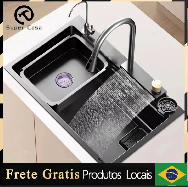 أناقة pia de cozinha em aço inoxidadevel 75X45X20 سم #1