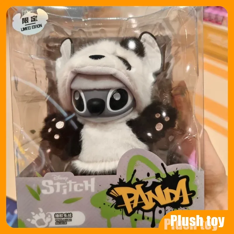 2025 New Miniso Disney Vinyl Toy Stitch Panda Version Chinese Region Limited Anime Figure Movable Desktop Gift Ornament Keychain