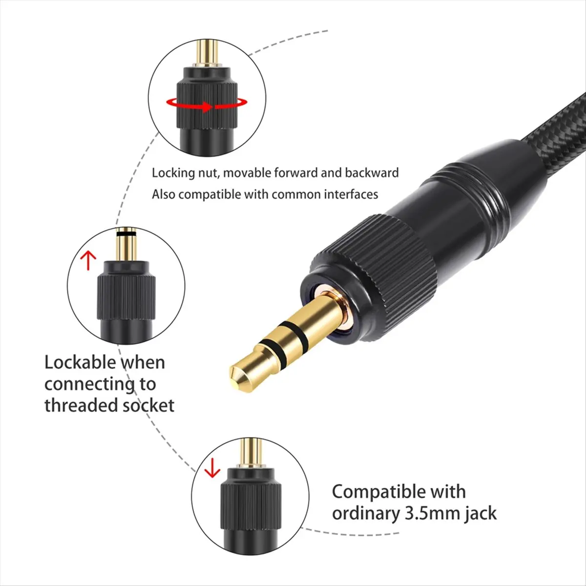 *A95Z XLR to 3.5mm Audio Cable Microphone Balanced Analog Audio Cord with Lock for Computer Phone Speaker Amplifier 300cm
