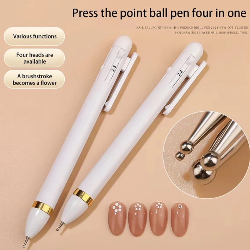 Caneta de diamante elegante 4 em 1, enfeite rotativo, caneta de diamante, prensa e broca, ferramenta de design para arte em unhas diy