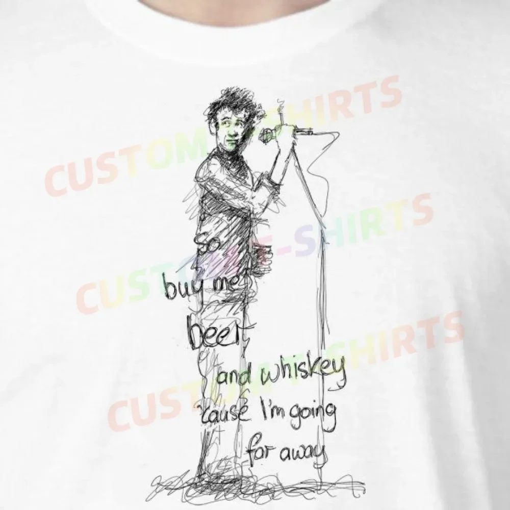 

126 211_Shane_MacGowan Fans' comic-style hand-drawn pattern T-shirts for both men and women in summer