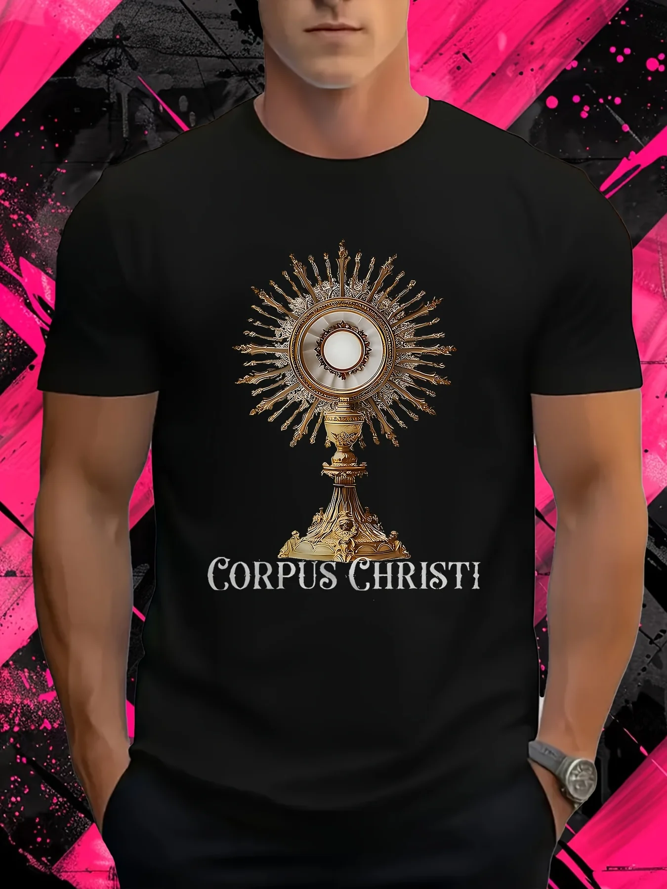 Traditional Latin Mass Catholic Eucharist_01, casual short-sleeved T-shirt, soft, comfortable, and machine washable - suitable for casual wear and as a unique gift