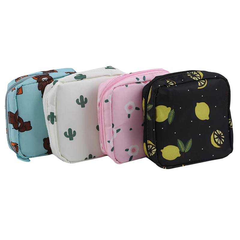 Girls Diaper Sanitary Napkin Storage Bag Nylon Sanitary Pads Package Bags Coin Purse Jewelry Organizer Credit Card Pouch Case