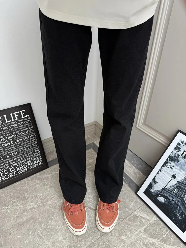 

Черные джинсы Cleanfit Slim Fit прямого кроя для мужчин в американском стиле High Street, молодежные модные джинсы из воловьей кожи Dongfeng