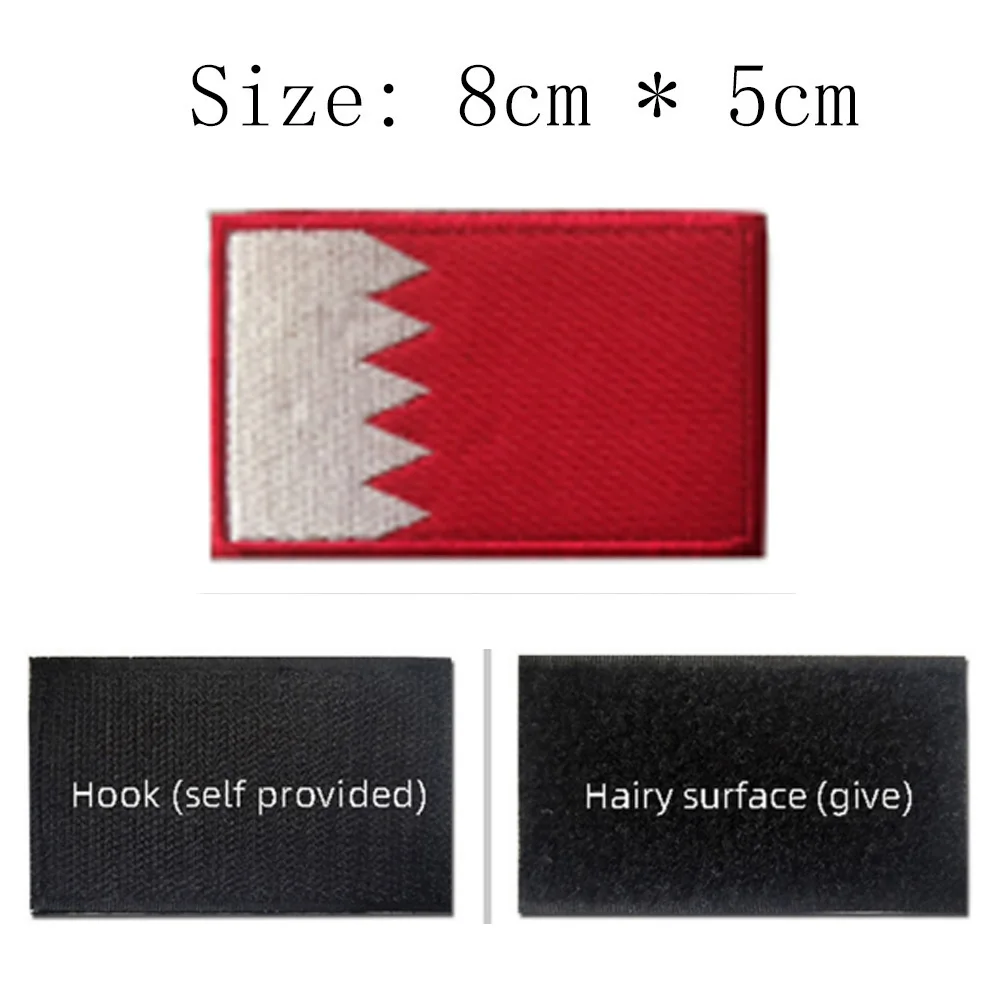 1pc Bahrain Hook And Loop Backing Flag Patch 8cm Wide Wholesale Price City Emblem For Clothing Sleeve/Appilique