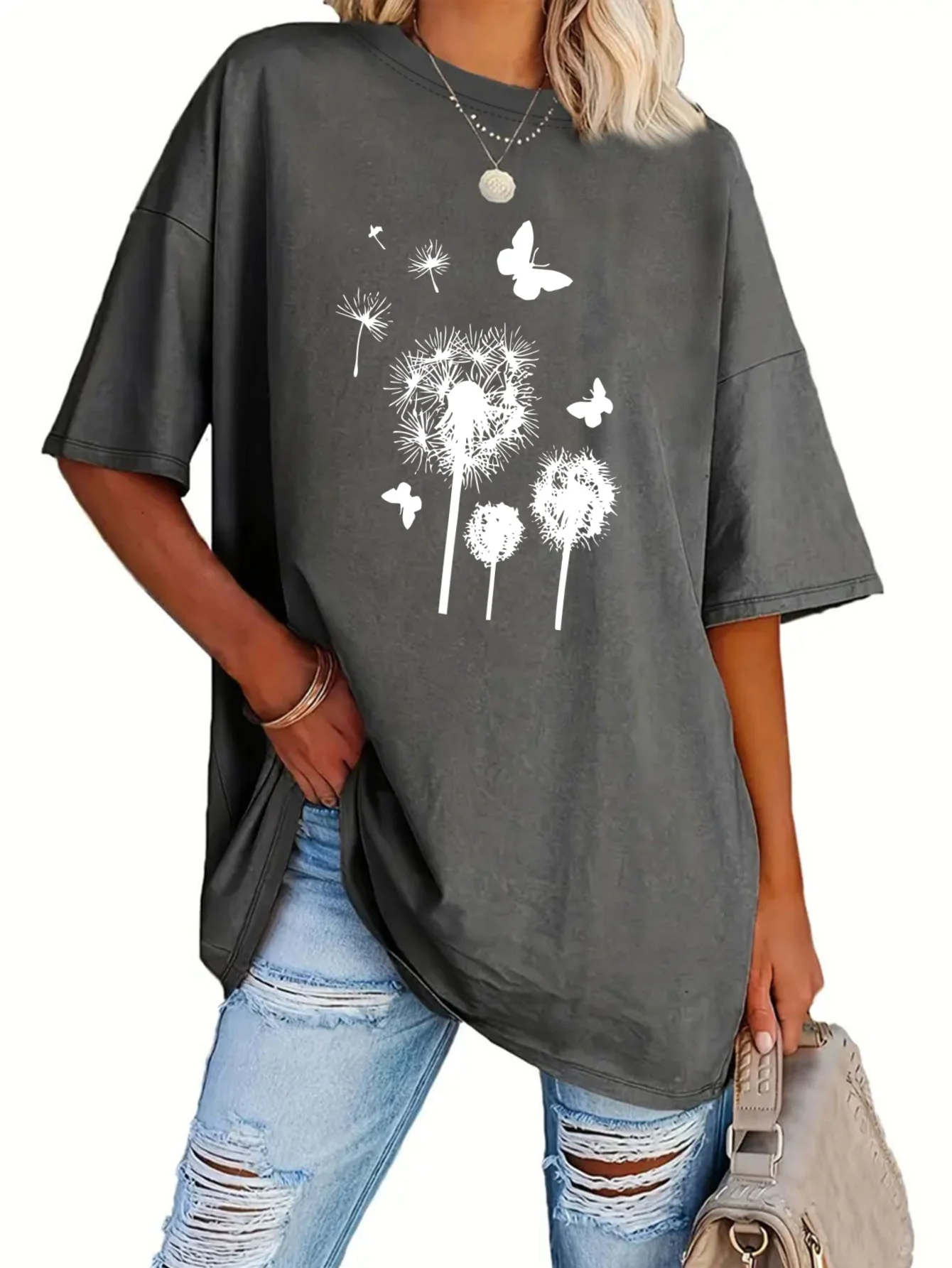 

Fashionable Ladies round Neck Short Sleeve Pattern Print T-Shirt Stylish Casual Top for Women