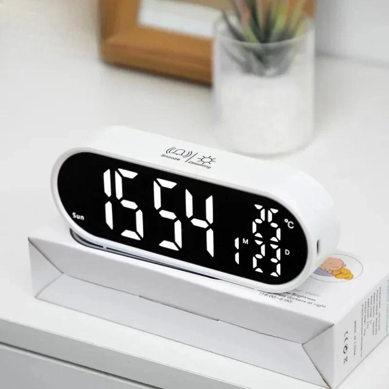 

Youpin Rechargeable Digital Alarm Clock Date Alarms Night Mode Snooze 12/24H Anti-disturb Voice Control LED Mirror Clock