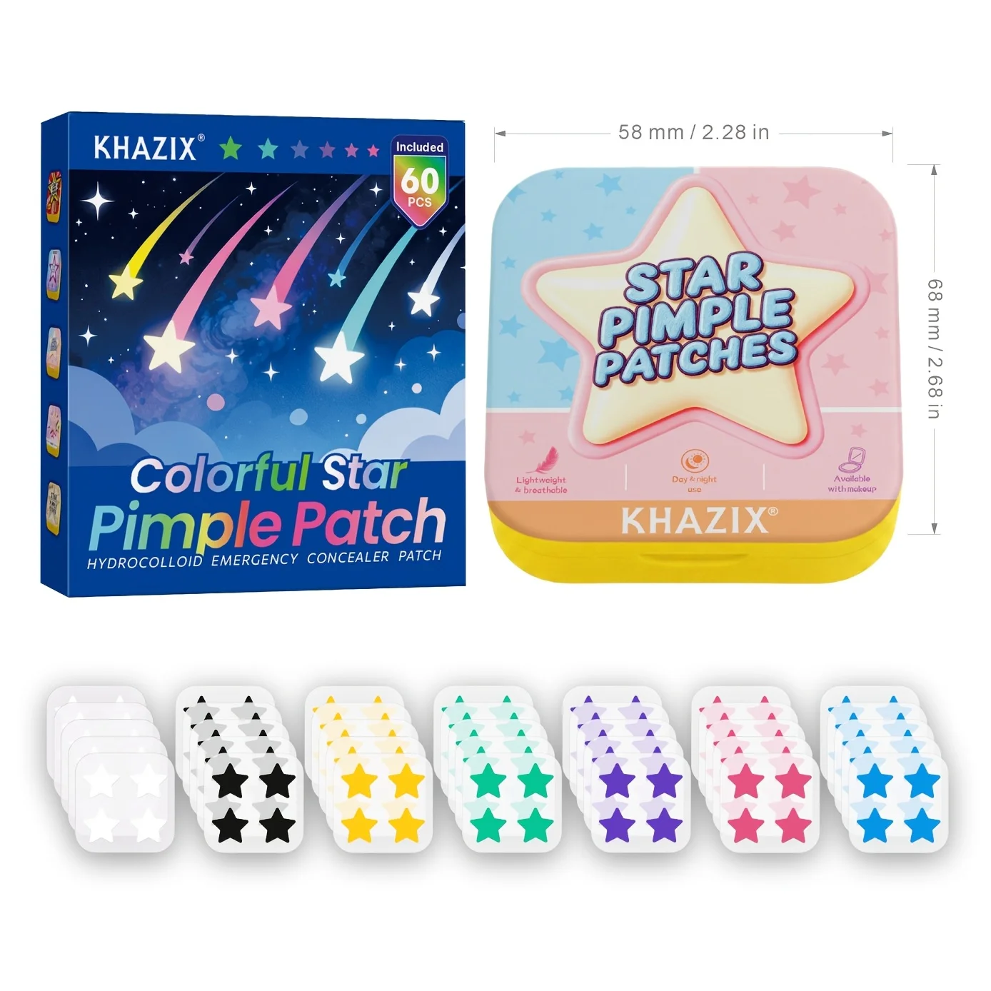 60 قطعة من رقع حب الشباب الصغيرة المحمولة على شكل نجمة مرآة، بتصميم عصري. مثالية لأجهزة اللمس في أي وقت #2