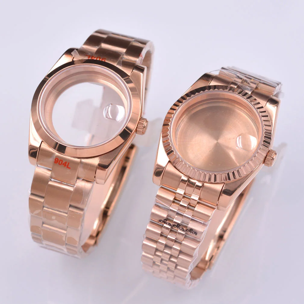 

36mm / 39mm Watch Case Fits NH35 NH36 ETA 2836 2824 PT5000 Miyota 8205 8215 DG2813 Movement Sapphire glass Rose gold Watch case