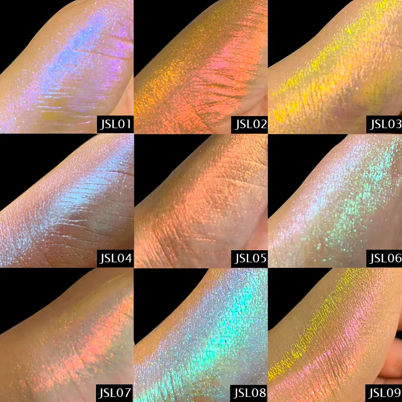 Poudre caméléon aurore 9 couleurs, Pigment miroir irisé au néon pour ongles et fard à paupières, paillettes corporelles, poussière de paillettes à changement magique