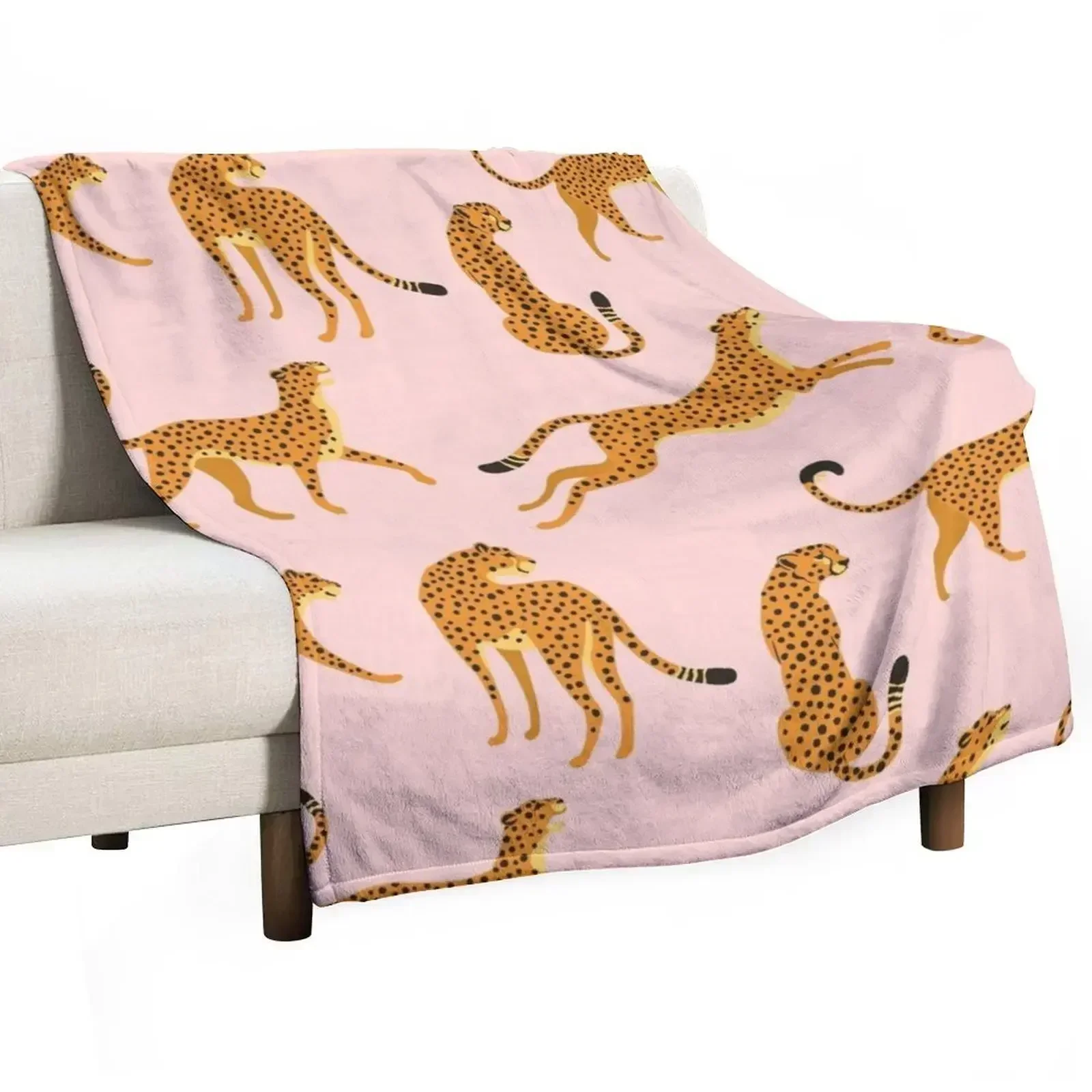 Pink Cheetah Pattern Throw Blanket Retros Bed covers Sofa Quilt Camping Blankets