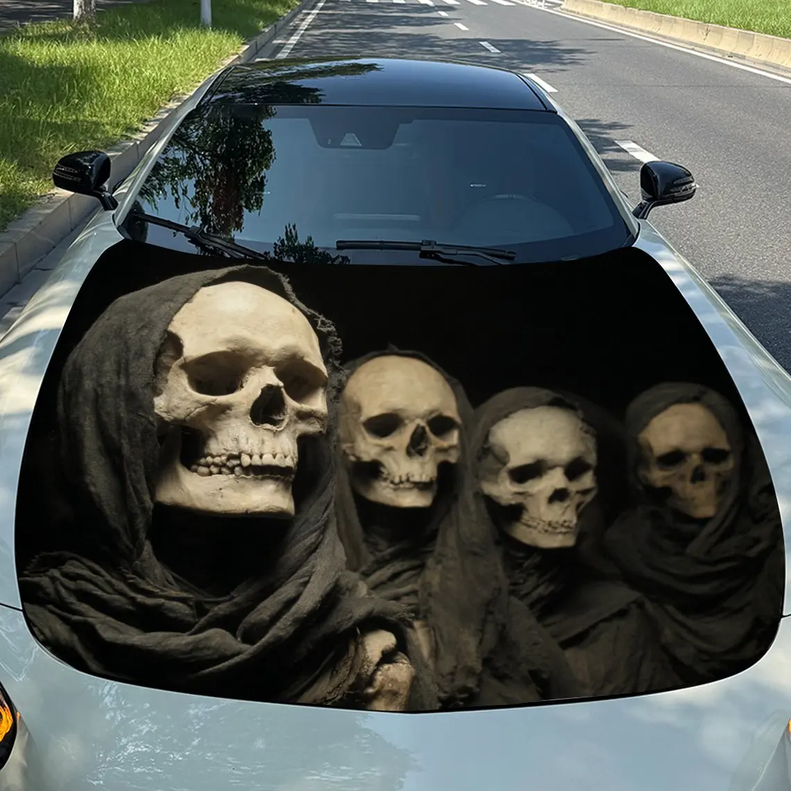 

Skeleton Group PVC Vinyl Film, Self-adhesive Waterproof Engine Hood Sticker, Suitable For Decorative Protection Stickers On Truc