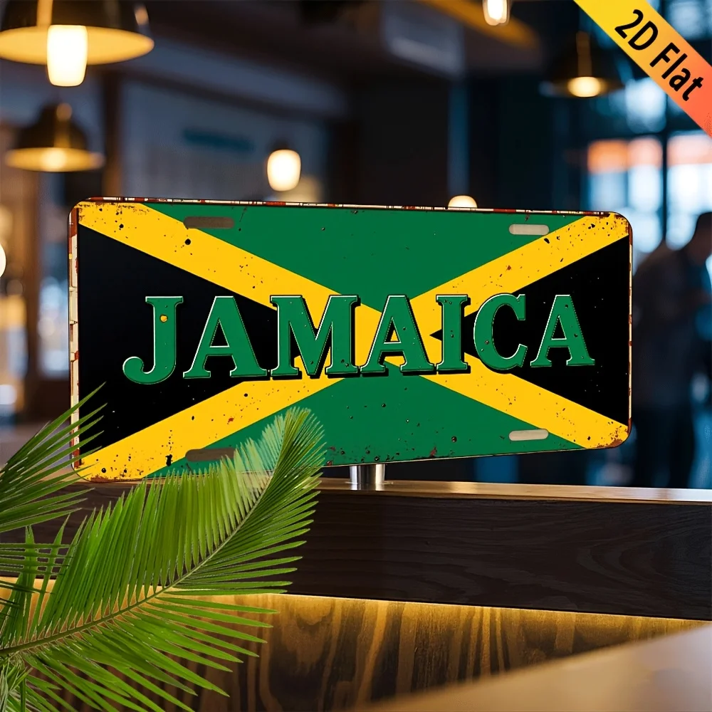 Vintage Jamaica License Plate Style Decorative Sign -  Aluminum Wall Hanging Plaque for Home, Bar, Garage, Lawn, for Man Cave -
