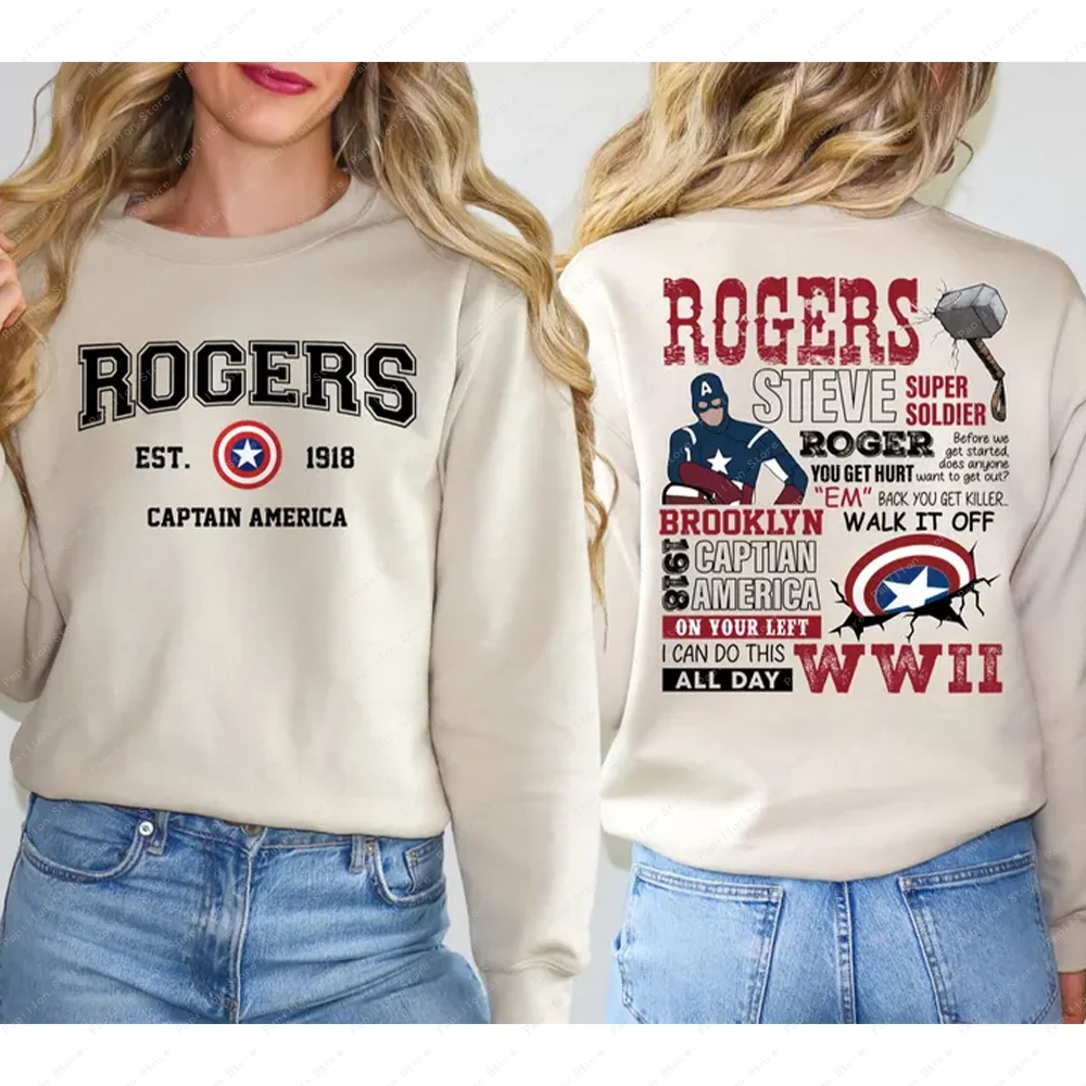Rogers Captain America Shirt Hoodie Captain Winter Soldier Cotton Steve Sweatshirt Avengers Clothes Top Tee 1918 T-Shirt Marvel